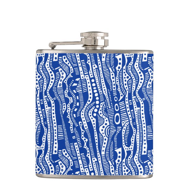 120115 - Navy on White Hip Flask (Front)