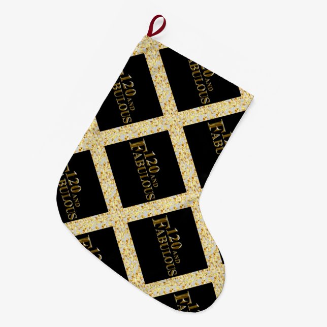 120 Birthday  Large Christmas Stocking (Front (Hanging))
