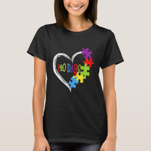 120 Days Heart 120th Day Of School Teacher Autism  T-Shirt