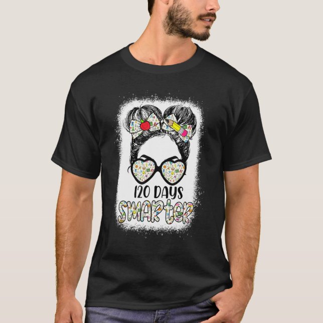 120 Days Smarter Bun Hair Pencil Glasses Bow Tie B T-Shirt (Front)