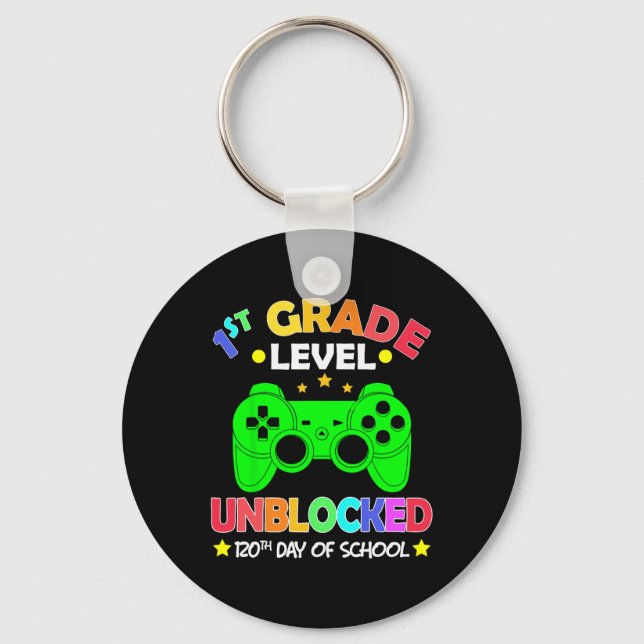 120th Day Of School 1st Grade Video Game Design Fo Key Ring (Front)