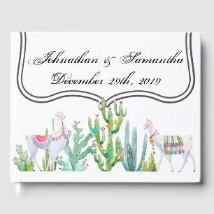 122 Page Wedding Guestbook Boho Llama Bohemian Cac