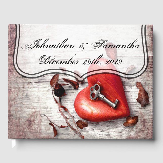 122 Page Wedding Guestbook Country Wood Key to my (Front)