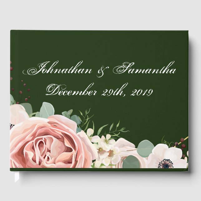 122 Page Wedding Guestbook Geometric Garden Hunter (Front)