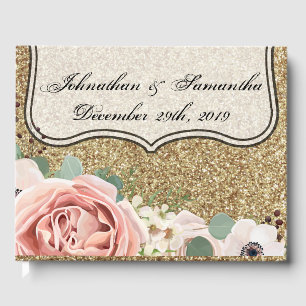 122 Page Wedding Guestbook Geometric Garden Rose