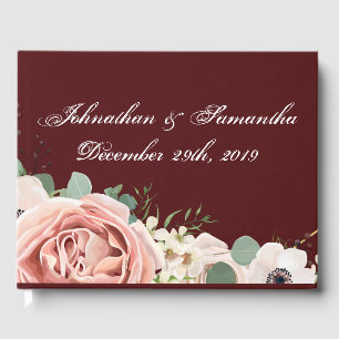 122 Page Wedding Guestbook Geometric Garden Wine