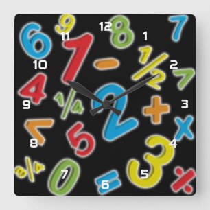 123 Numbers Math Square Wall Clock