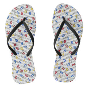 123 Numbers Red Yellow Blue Black White Binary Jandals