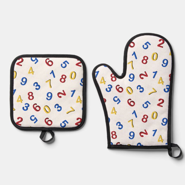 123 Numbers Red Yellow Blue  Oven Mitt & Pot Holder Set (Front)