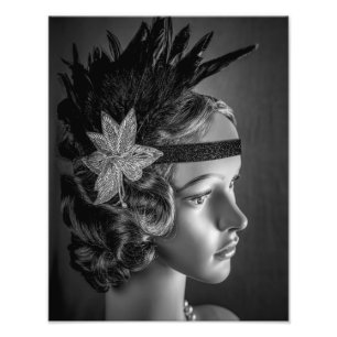 1289-1920's Flapper with Headband Photo Print