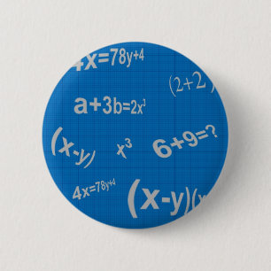 129 BLUE MATHMATICAL EQUATIONS MATH ALGEBRA EDUCAT 6 CM ROUND BADGE