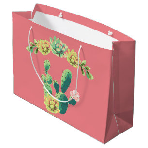 12.5lx4wx9h Large Gift Bag Bohemian Cactus Succule
