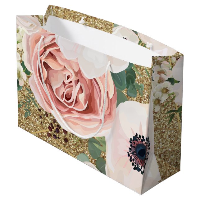 12.5lx4wx9h Large Gift Bag Geometric Garden Rose (Back Angled)