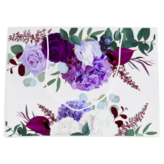 12.5lx4wx9h Large Gift Bag Lavender Hibiscus on (Front)