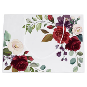 12.5lx4wx9h Large Gift Bag White Roses Gold Geomet