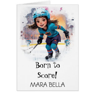 *~* 12  AP94 Cute Hockey Girl Personalise Birthday