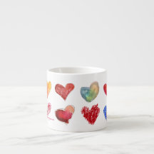 12 Artsy Love Hearts Espresso Mug