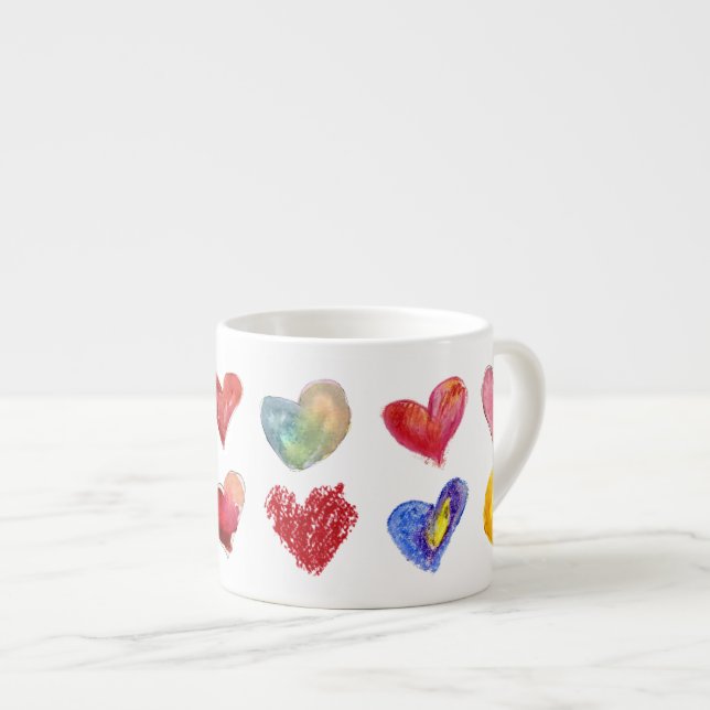 12 Artsy Love Hearts Espresso Mug (Front Right)