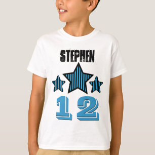 12 Birthday Boy STARS Custom Name V02 T-Shirt