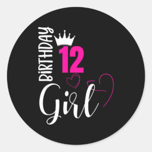 12 birthday girl happy 12th birthday  classic round sticker