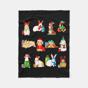 12 Bunny Of Christmas Bunny Rabbit Christmas Xmas  Fleece Blanket