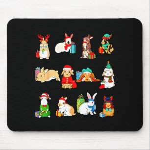 12 Bunny Of Christmas Bunny Rabbit Christmas Xmas Mouse Pad