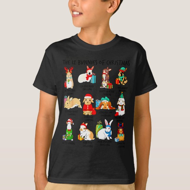 12 Bunny Of Christmas Bunny Rabbit Christmas Xmas  T-Shirt (Front)
