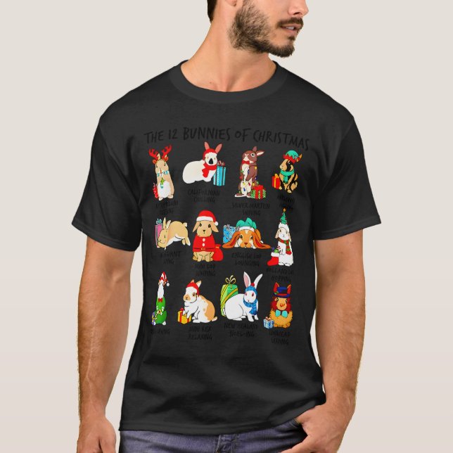 12 Bunny Of Christmas Bunny Rabbit Christmas Xmas  T-Shirt (Front)