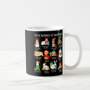 12 Cats Of Christmas Funny Bunny Rabbit Santa Xmas Coffee Mug