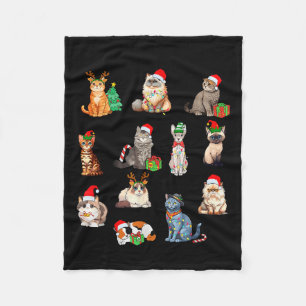 12 Cats Of Christmas Funny Christmas Cat Lover Xma Fleece Blanket