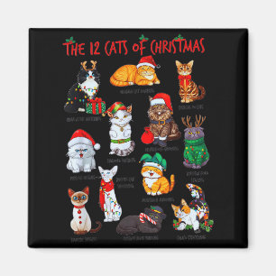 12 Cats Of Christmas Funny Holiday Xmas Cat Lover  Magnet