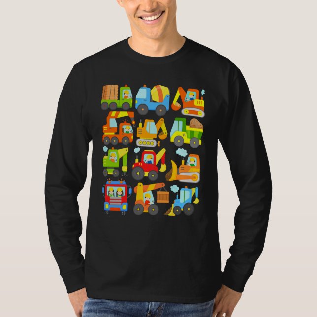 12 construction vehicles machinery construction si T-Shirt (Front)