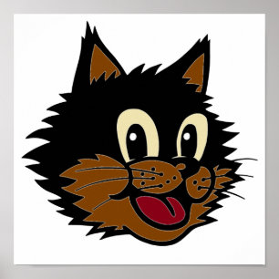 12 CUTE SMILING BLACK AND BROWN NAUGHTY CAT POSTER