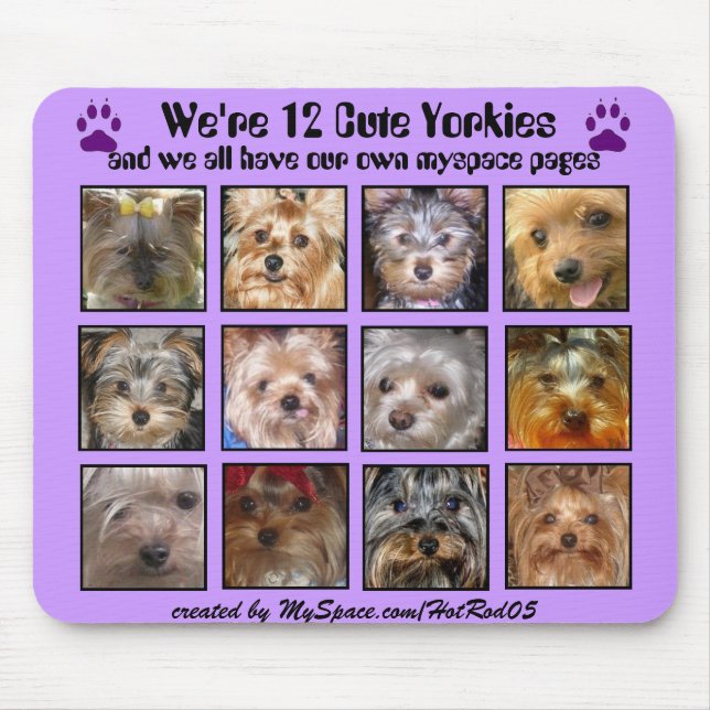 12 CUTE YORKIES  -Mousepad Customised Mouse Pad (Front)