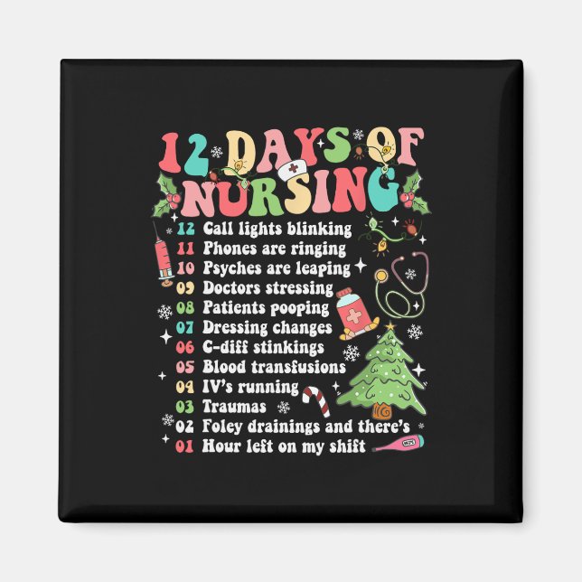 12 Day Of Nursing Hospital Christmas Nurse Xmas Ni Magnet (Front)