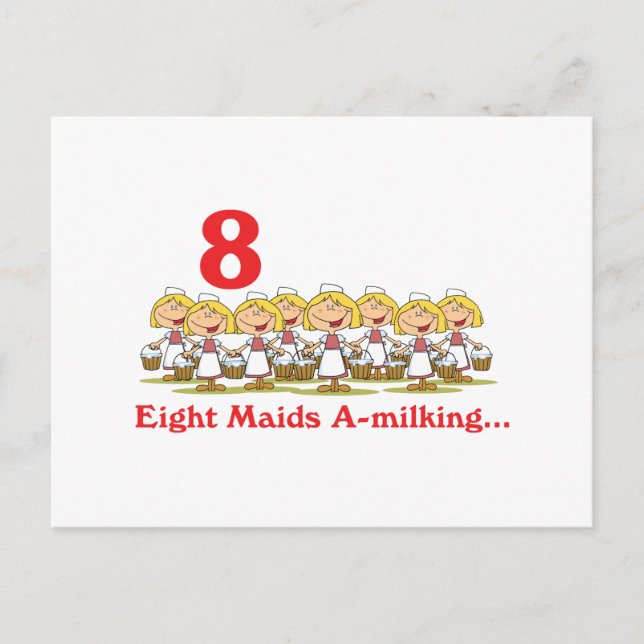 12 days eight maids a-milking postcard (Front)