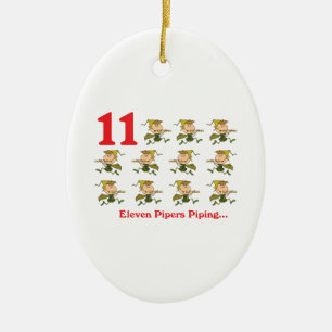 12 days eleven pipers piping ceramic tree decoration