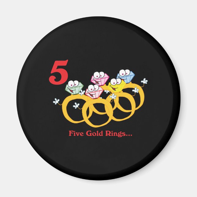 12 days five gold rings magnet (Front)