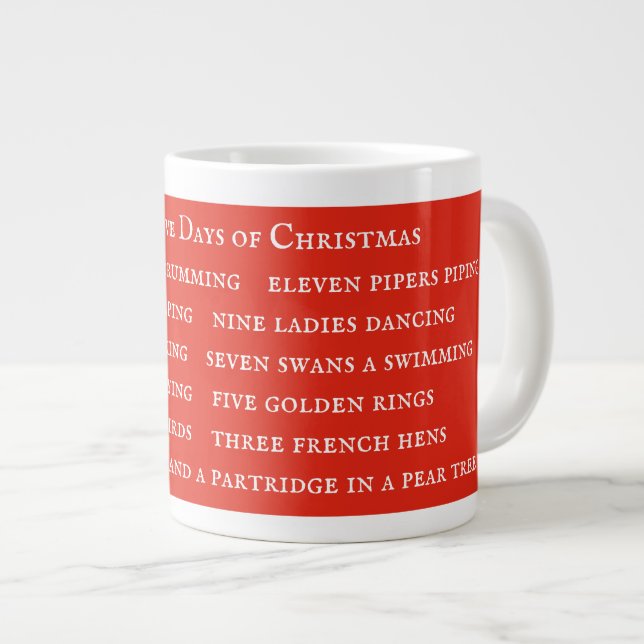 12 DAYS LYRICS Big White Mug / Red (Front Right)