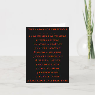 12 Days Lyrics Boys T Shirt  Card