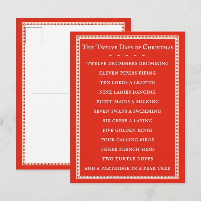 12 DAYS LYRICS Postcard / Red (Front/Back)