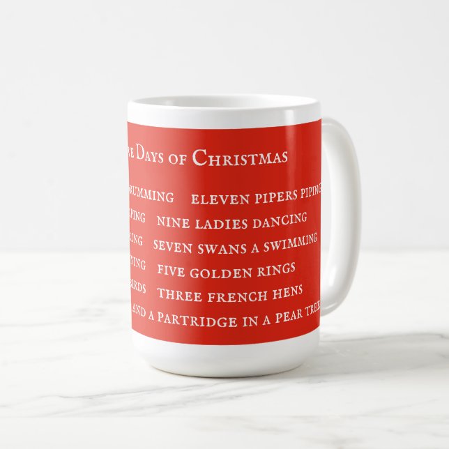 12 DAYS LYRICS Tall White Mug / Red (Front Right)