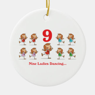 12 days nine ladies dancing ceramic tree decoration