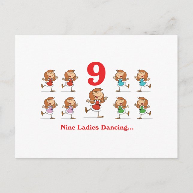 12 days nine ladies dancing postcard (Front)