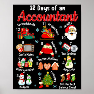 12 Days Of Accountant Christmas Accounting Major M Poster