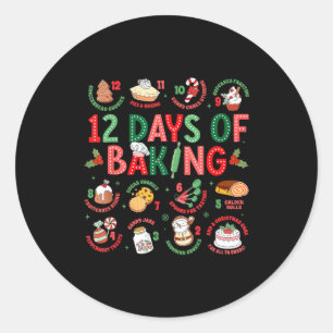12 Days Of Baking Baker Christmas Cook Chef Baking Classic Round Sticker