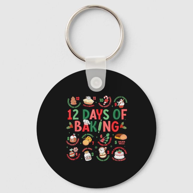 12 Days Of Baking Baker Christmas Cook Chef Baking Key Ring (Front)