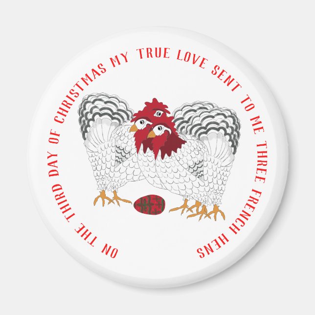 12 Days of Christmas 3 French Hens Magnet (Front)