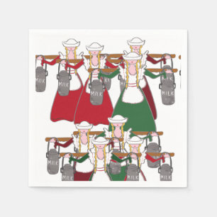 12 Days of Christmas 8 Maids A-Milking Napkin