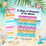 12 Days of Christmas at the Beach Retro Tropical Holiday Card<br><div class="desc">Jingle all the way to the shoreline with this '12 Days of Christmas at the Beach' card! This card adds a fun tropical twist to the traditional carol and captures the coastal charm of the beach. Showcasing original artwork, this card is filled with holiday humour that will surely bring a...</div>